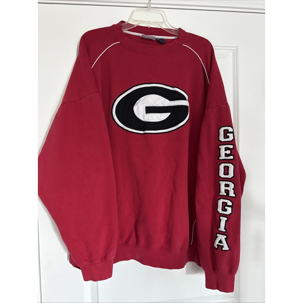 Vtg Y2K Embroidered Georgia Bulldogs Crewneck Sweatshirt 2XL